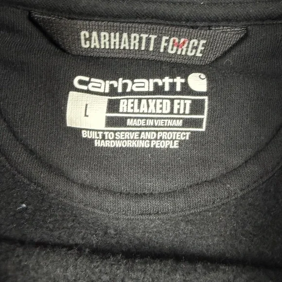 Carhartt Sweatshirt Mens Black Force Relaxed Crewneck Pocket Sweatshirt Large - Picture 3 of 4
